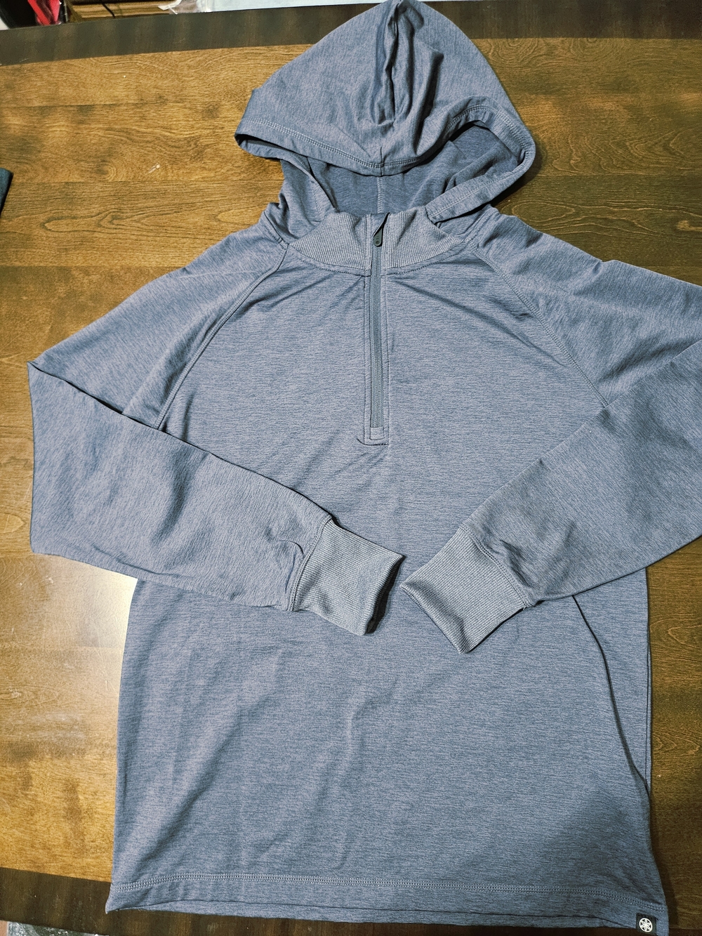 Mens GAIAM Slate Gray Heathered Half-Zip Hooded Pullover Size Medium